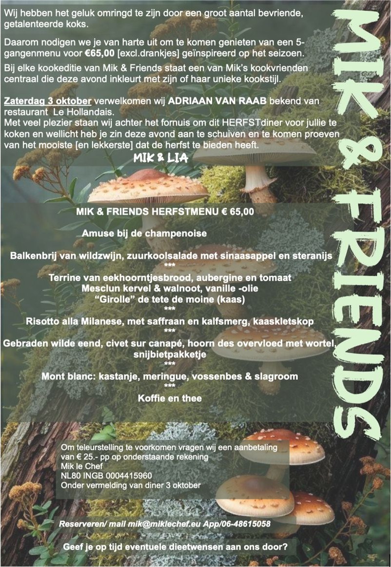 Mik & Friends menu